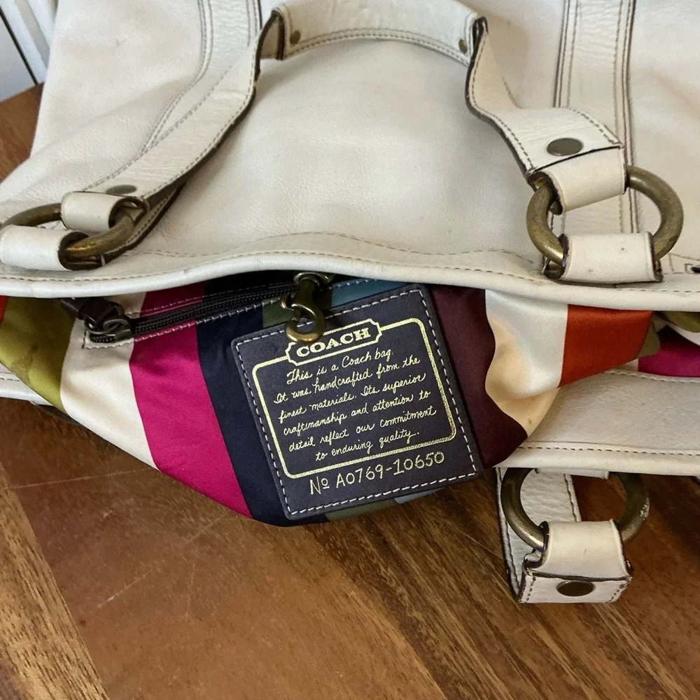 Coach Cream Leather Tote Bag - Picture 6 of 8